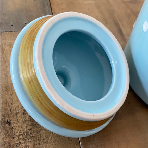 Spode blue white polka dot hand painted canister - Picture 4 of 7